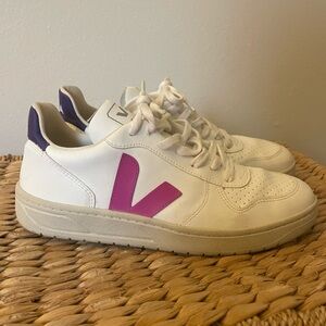 Veja V-10 Women's White Sneakers with colorful accents